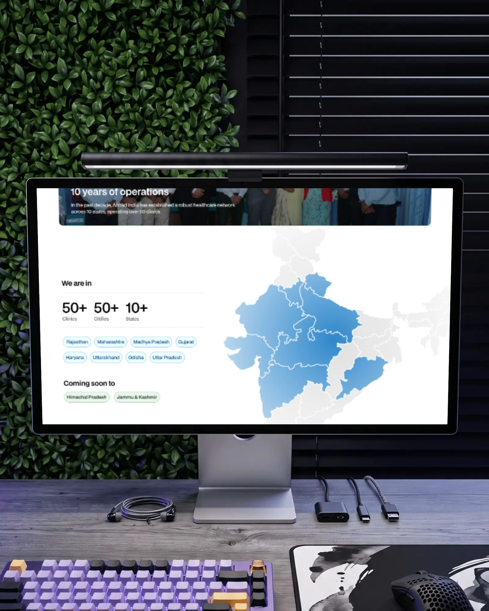 The 'We are in' map of Anhad's states on a desktop monitor