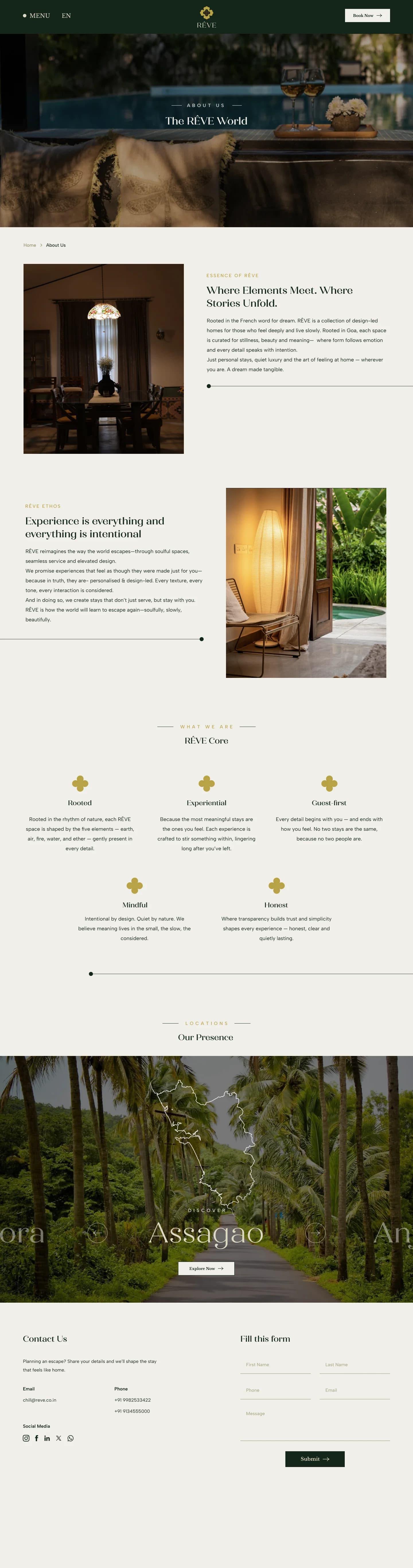 About Rêve, the full desktop page