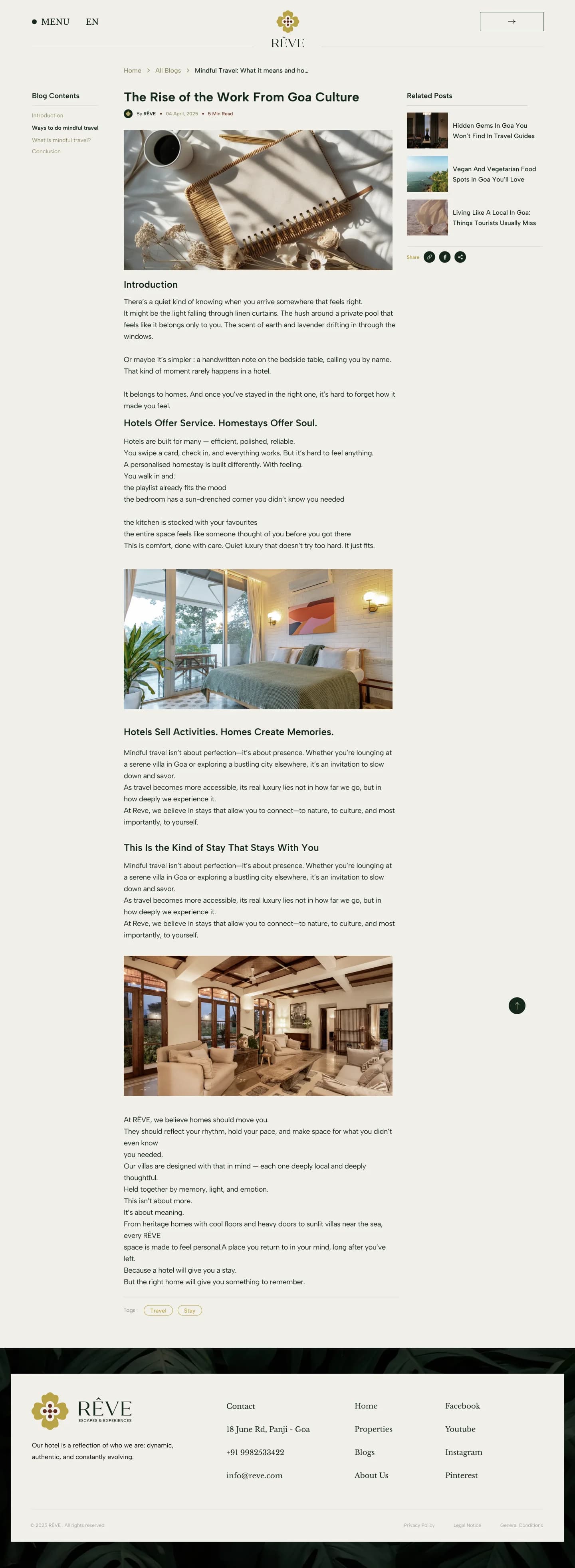 Article, the full desktop page
