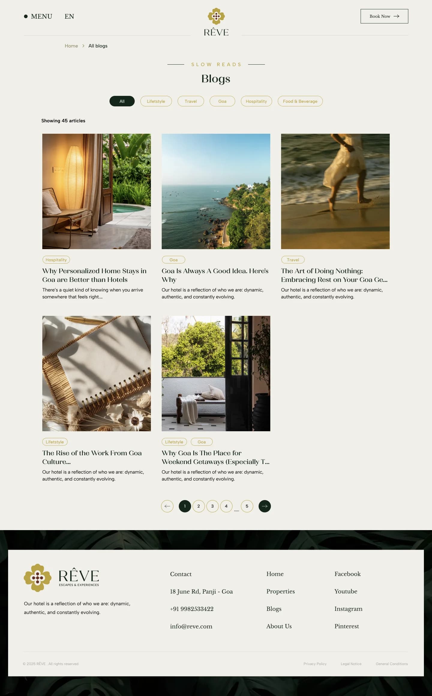 Slow Reads, the full desktop page