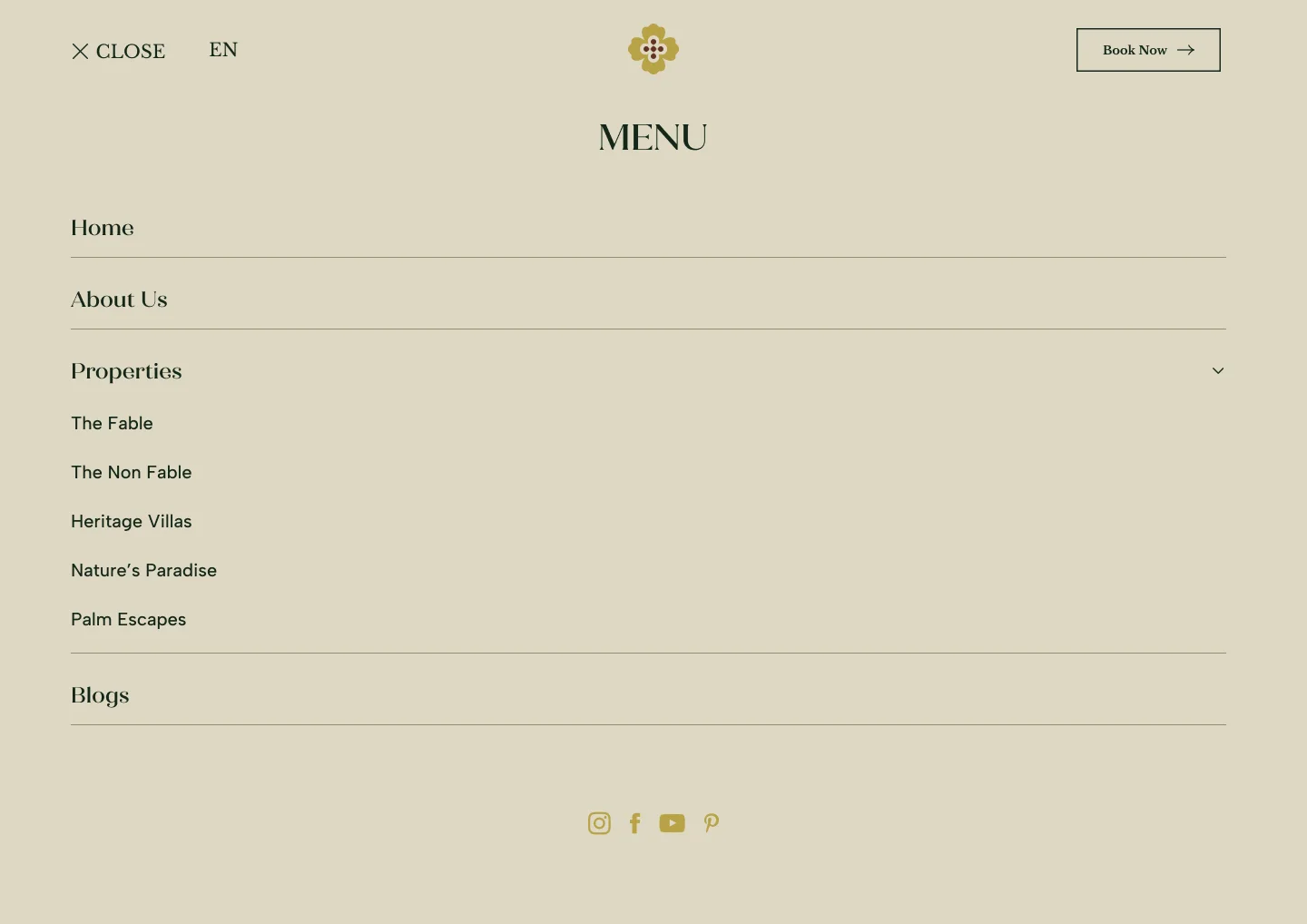 Menu, the full desktop page